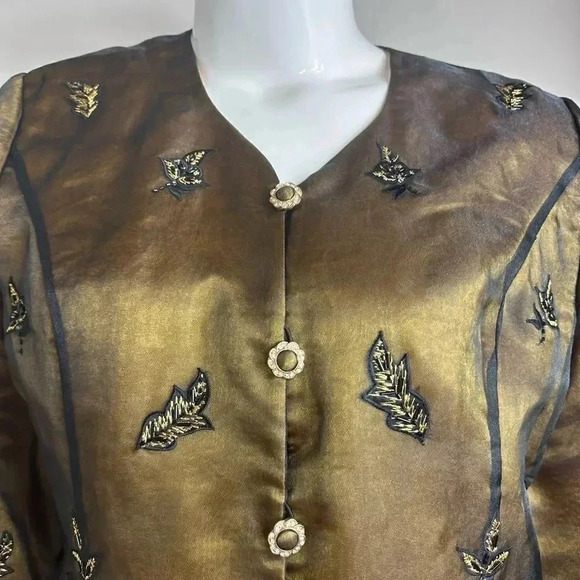 NWT Donna Vinci Couture embellished gold with black overlay Suit size 18 - Picture 6 of 16